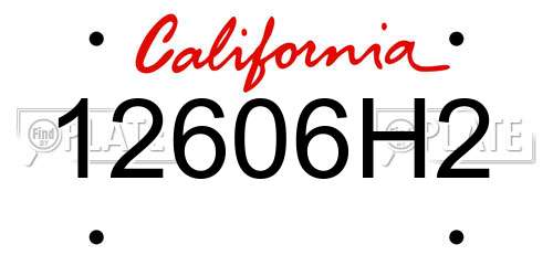 12606H2 California License Plate
