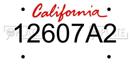 12607A2 California License Plate