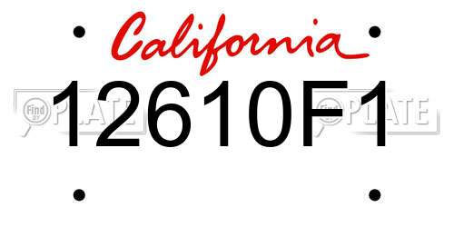 12610F1 California License Plate