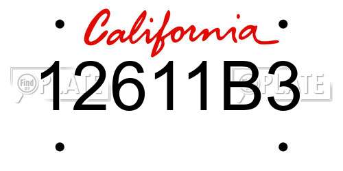 12611B3 California License Plate