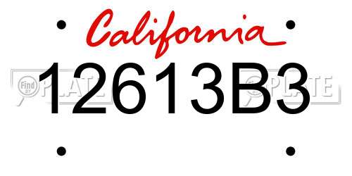 12613B3 California License Plate
