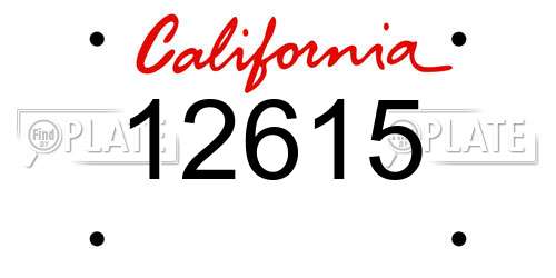 12615 California License Plate