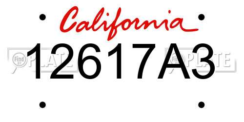 12617A3 California License Plate
