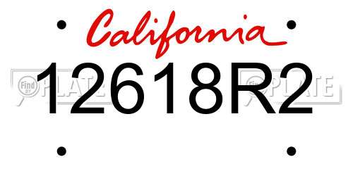12618R2 California License Plate
