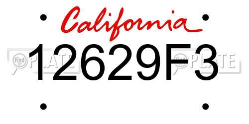 12629F3 California License Plate