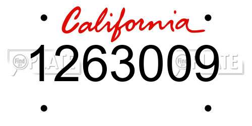 1263009 California License Plate
