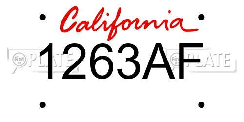 1263AF California License Plate