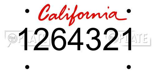 1264321 California License Plate