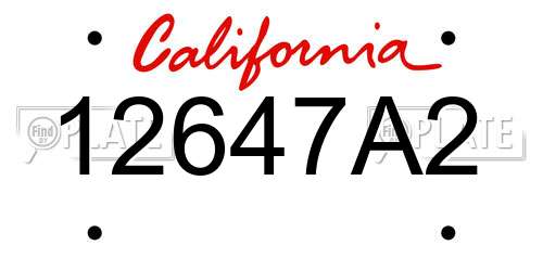 12647A2 California License Plate