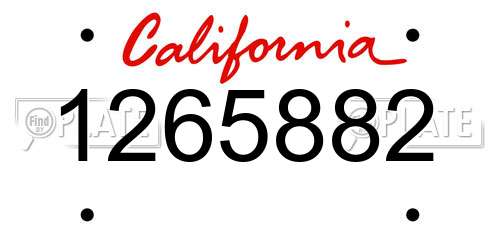 1265882 California License Plate