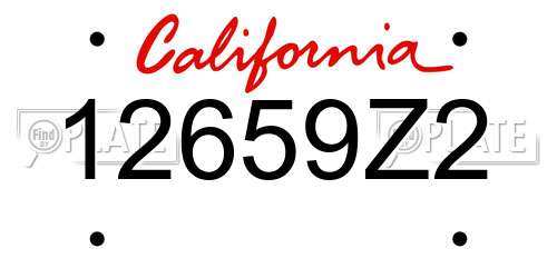 12659Z2 California License Plate