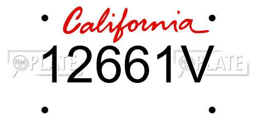 12661V California License Plate