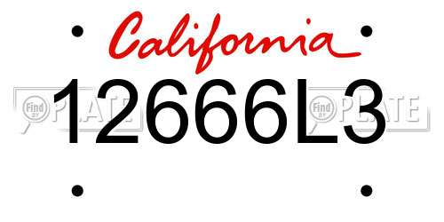 12666L3 California License Plate