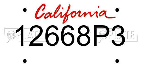 12668P3 California License Plate