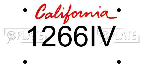 1266IV California License Plate