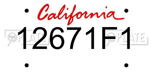 12671F1 California License Plate
