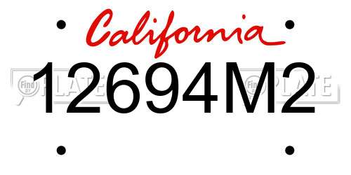 12694M2 California License Plate