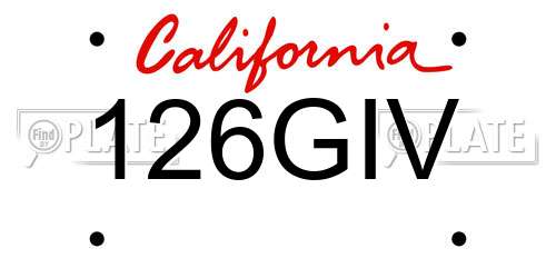 126GIV California License Plate