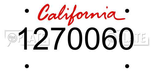1270060 California License Plate