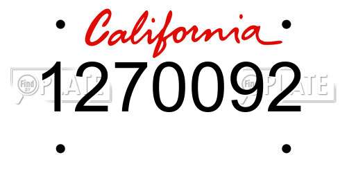 1270092 California License Plate