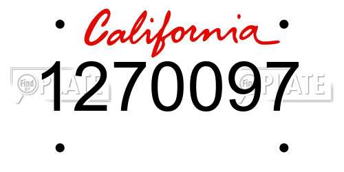1270097 California License Plate