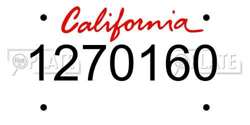 1270160 California License Plate