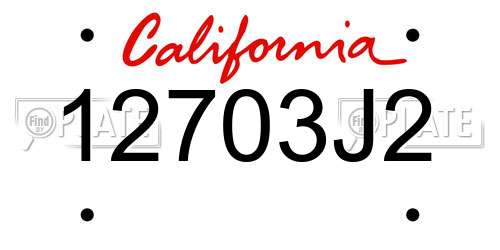 12703J2 California License Plate