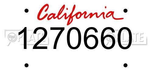 1270660 California License Plate