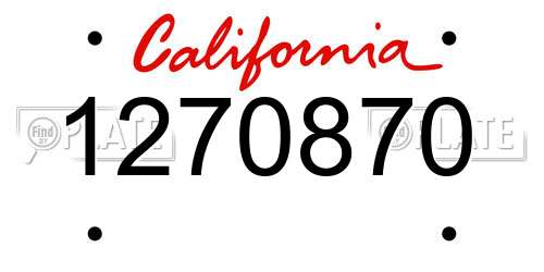 1270870 California License Plate