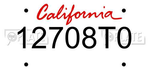 12708T0 California License Plate