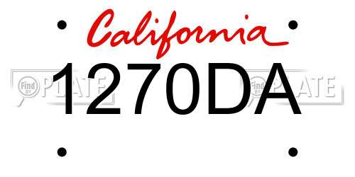 1270DA California License Plate