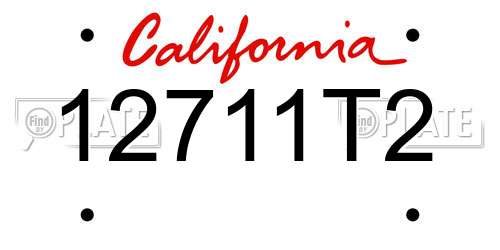 12711T2 California License Plate