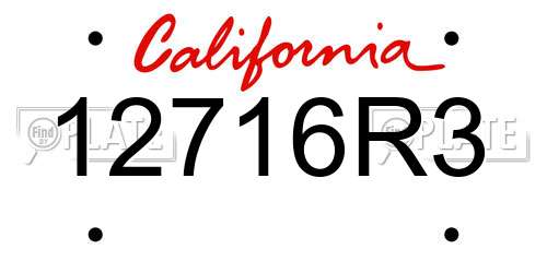 12716R3 California License Plate