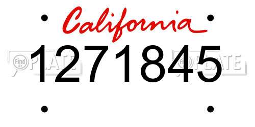 1271845 California License Plate