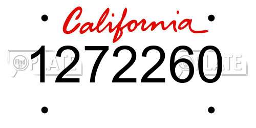 1272260 California License Plate