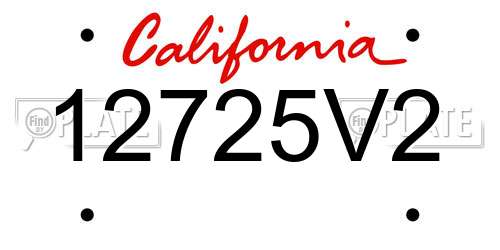 12725V2 California License Plate