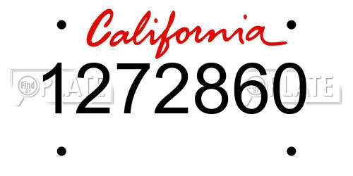 1272860 California License Plate