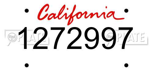 1272997 California License Plate