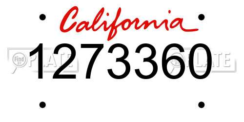 1273360 California License Plate