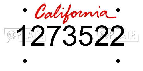 1273522 California License Plate