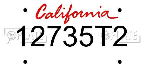 12735T2 California License Plate