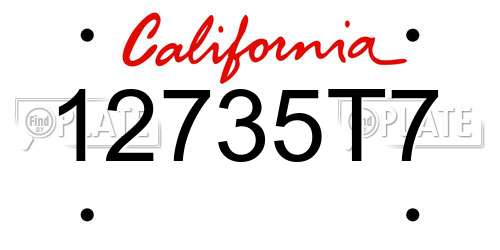 12735T7 California License Plate
