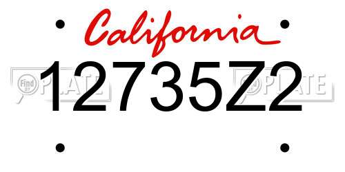 12735Z2 California License Plate