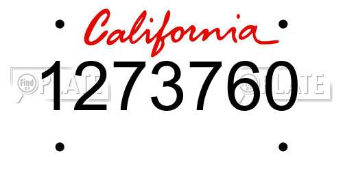 1273760 California License Plate