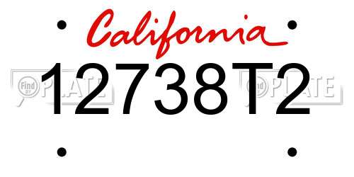 12738T2 California License Plate