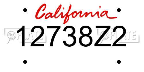 12738Z2 California License Plate