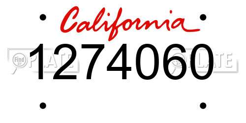 1274060 California License Plate