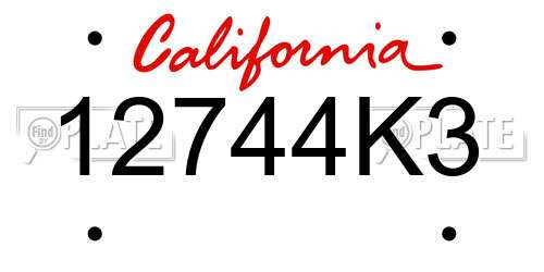 12744K3 California License Plate