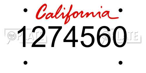 1274560 California License Plate