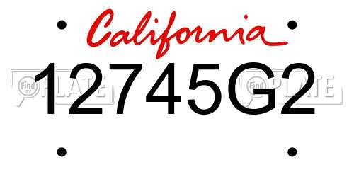 12745G2 California License Plate
